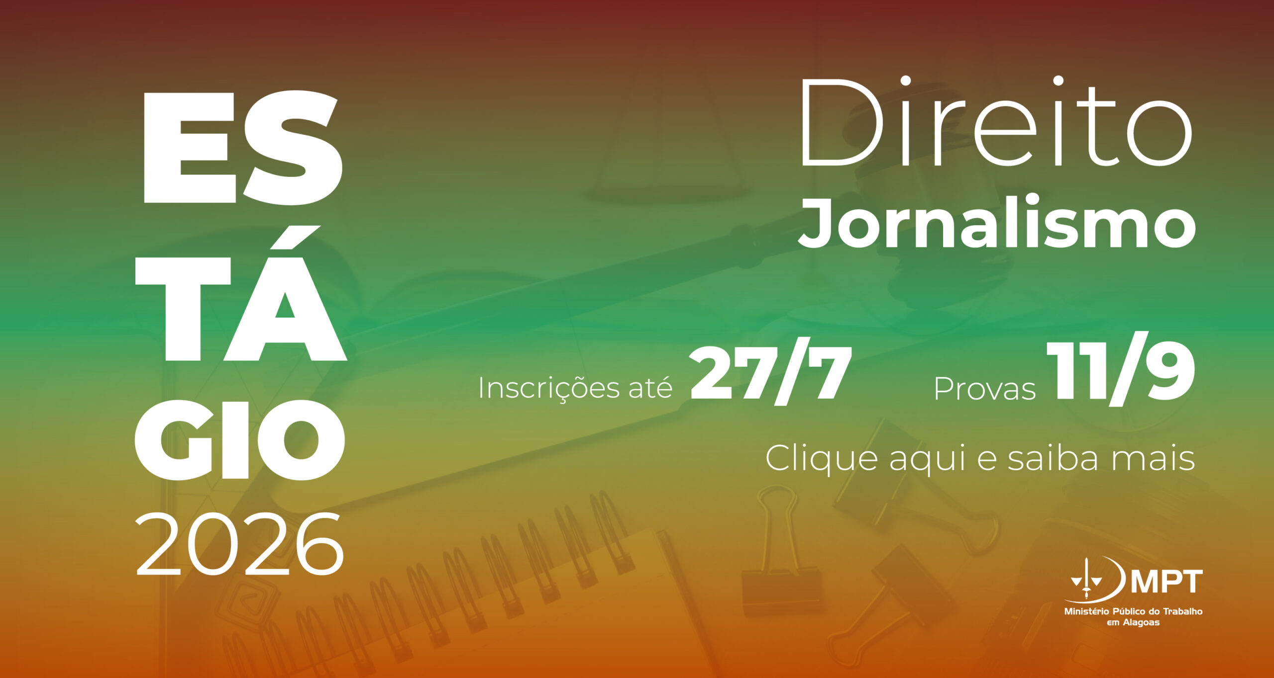 MPT Alagoas abre seleção de estágio para Direito e Jornalismo episode artwork